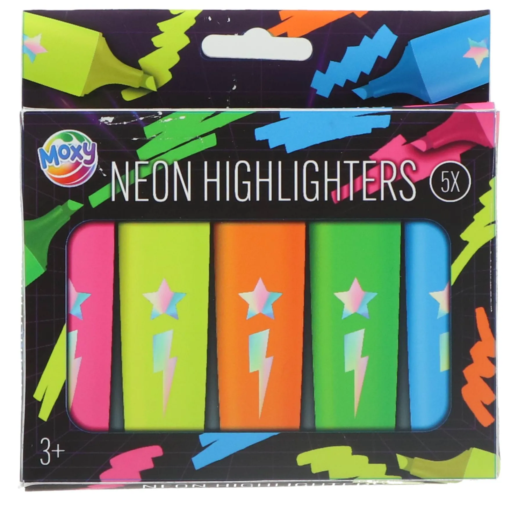 5 Neon Highlighters Markeerstiften 12 x17,5 cm