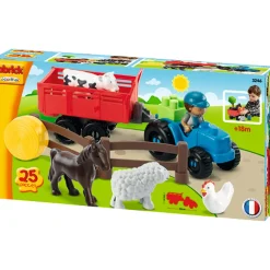 Abrick boerderijdieren met tractor en aanhanger