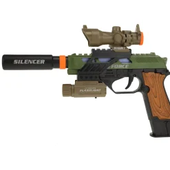 Alfafox Militair pistool met demper en zaklamp en  licht en geluid