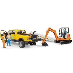 Auto Ram 2500 Power Wagen Rental Service met aanhangwagen en minibagger