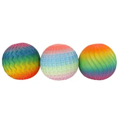 Bal squeeze rainbow ribbel 7 cm 4 assorti