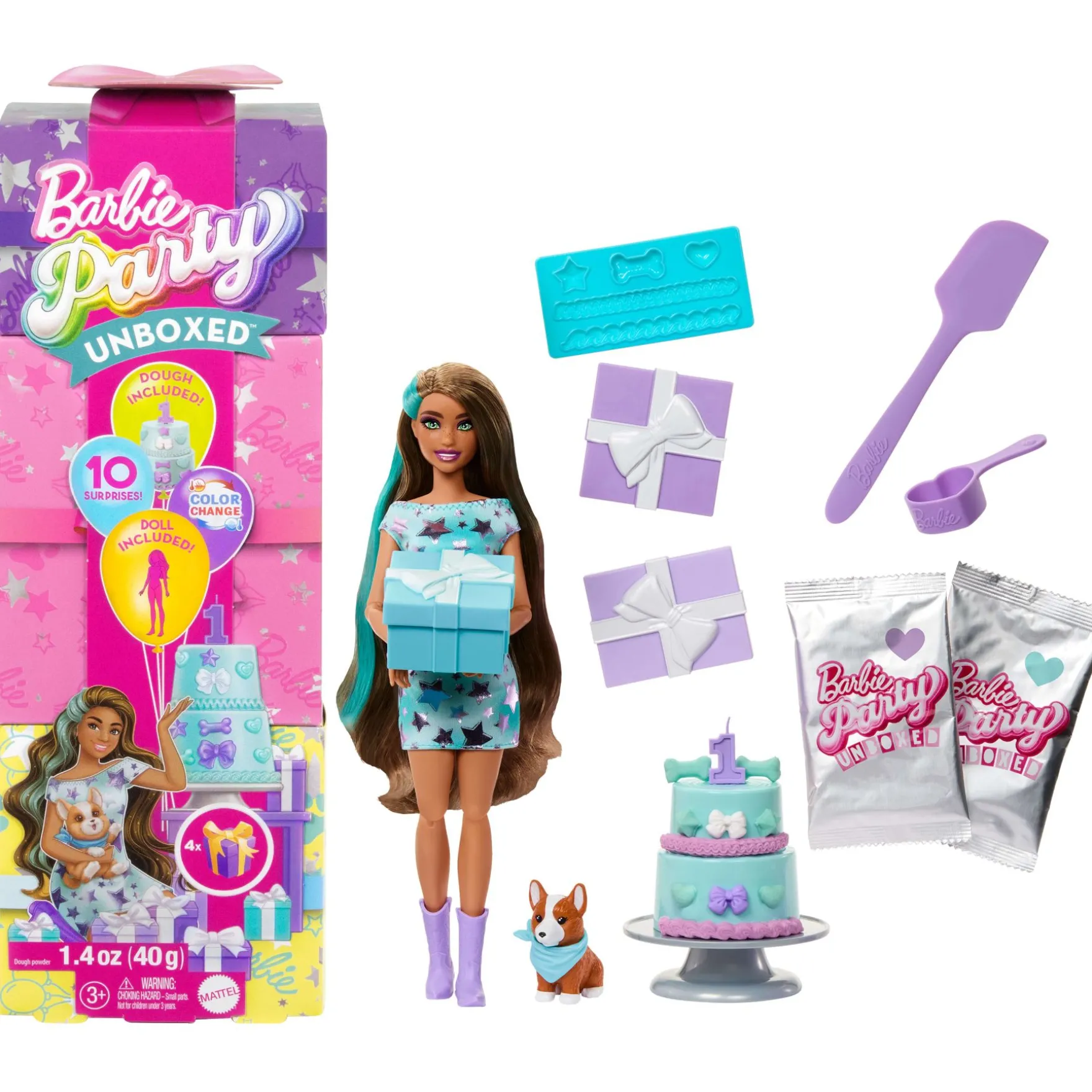 Barbie Party unboxed 2/1 pop met blauwe jurk