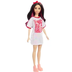 Barbie pop fashionista witte jurk donker haar