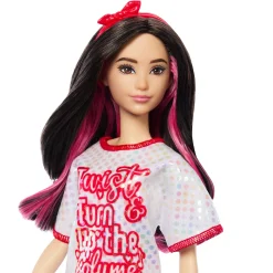 Barbie pop fashionista witte jurk donker haar
