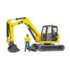 Bruder Minibagger Cat Met Arbeider