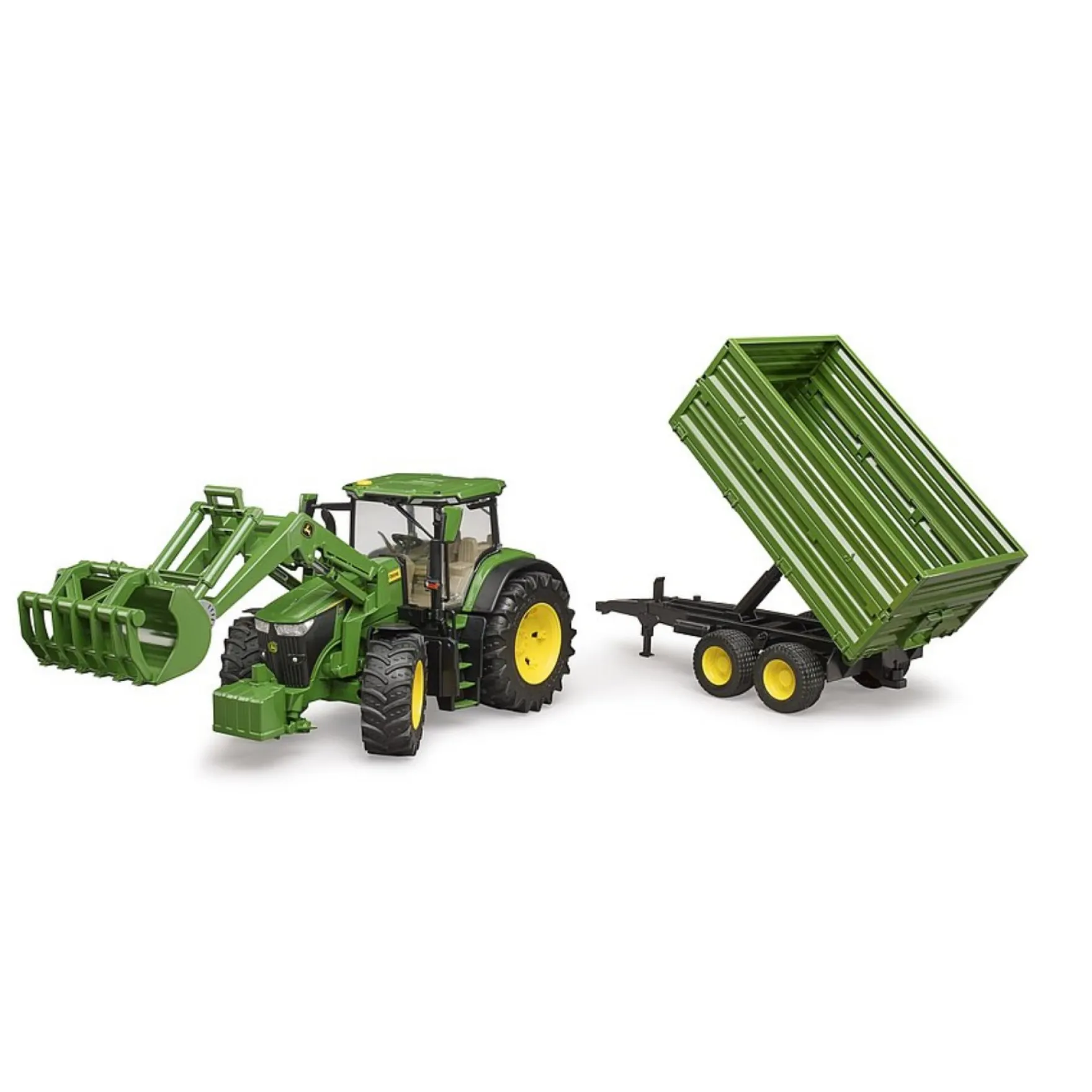 Bruder Tractor John Deere 7R 350 Met Aanhanger