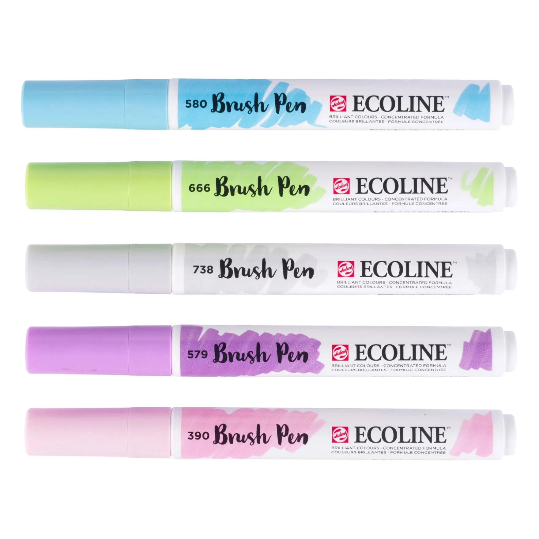 Bruynzeel brush pen set ecoline pastel 5 stuks