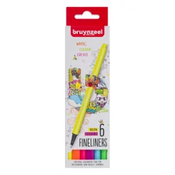 Bruynzeel Fineliner Set 6 Kleuren Neon