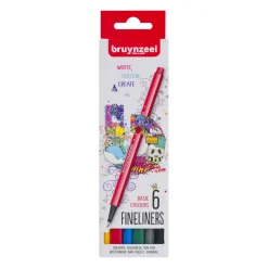 Bruynzeel Fineliner Set 6 Kleuren Basic
