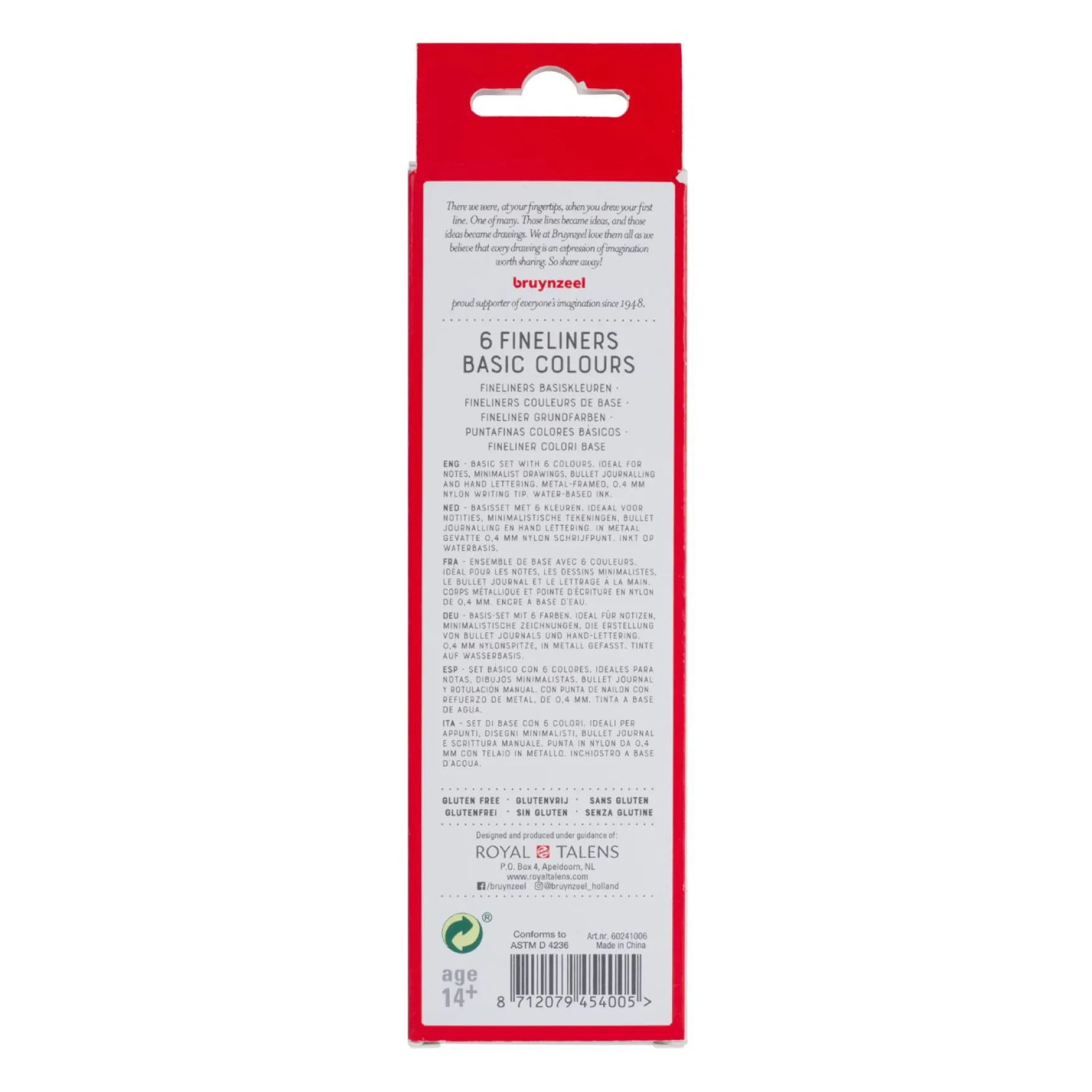 Bruynzeel Fineliner Set 6 Kleuren Basic