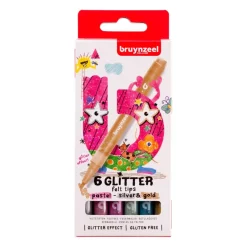 Bruynzeel glitter viltstiften pastel 6 stuks