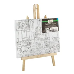 Canvas met print 30 x22,5 cm inclusief schildersezel