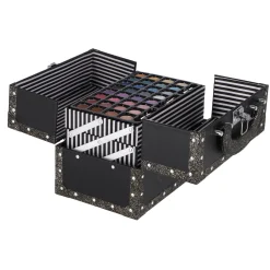 Casuelle Make-Up Koffer Zwart Met Gouden Glitters