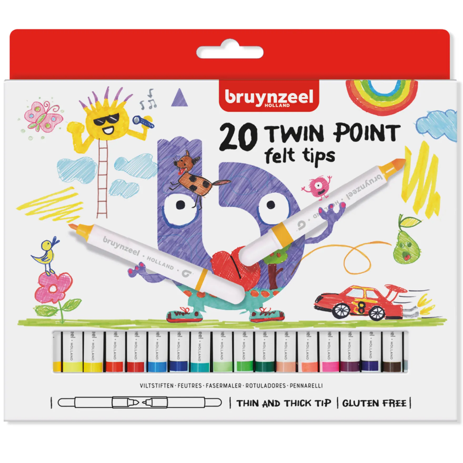 Dubbelpunters Viltstiften Bruynzeel 20 Stuks