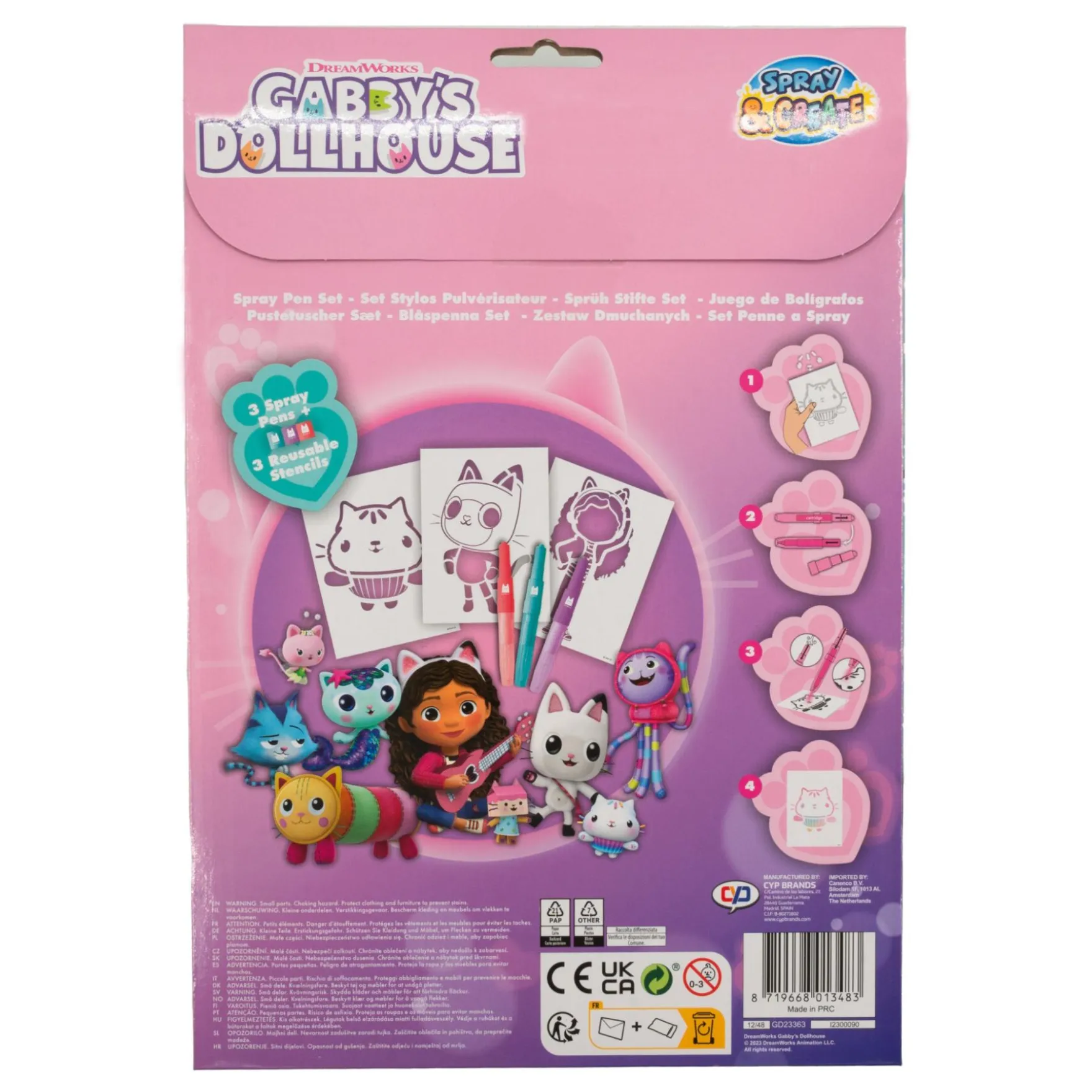 Gabby's Dollhouse Spray Pen Set In A4 Enveloppe