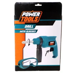 Gereedschap boor en veiligheidsbril