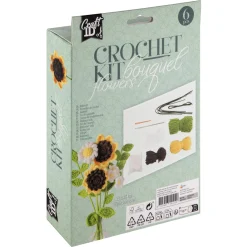 Haakset Bloemen Boeket Geel 16x5,5x21Cm