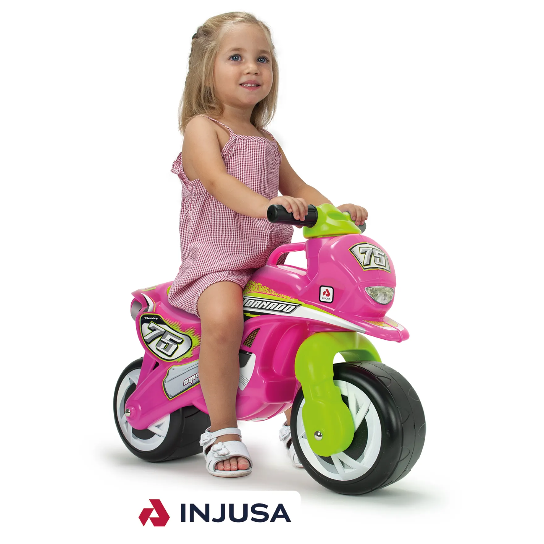 Injusa Loopfiets Motor Tornado Roze