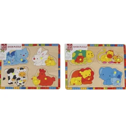 Inlegpuzzel hout dieren met jong 2 assorti