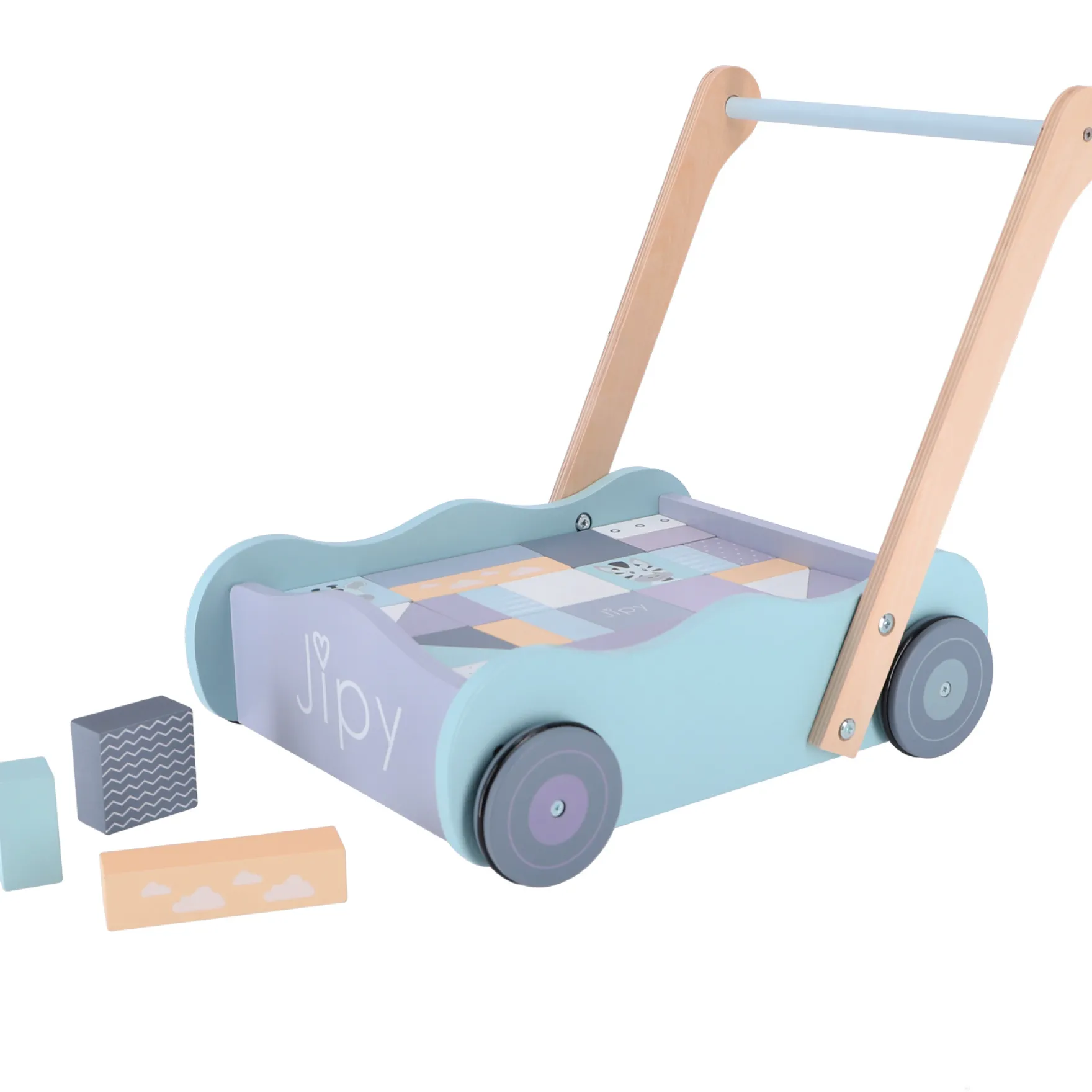 Jipy Houten Blokkenkar Met Blokken Hout Uni