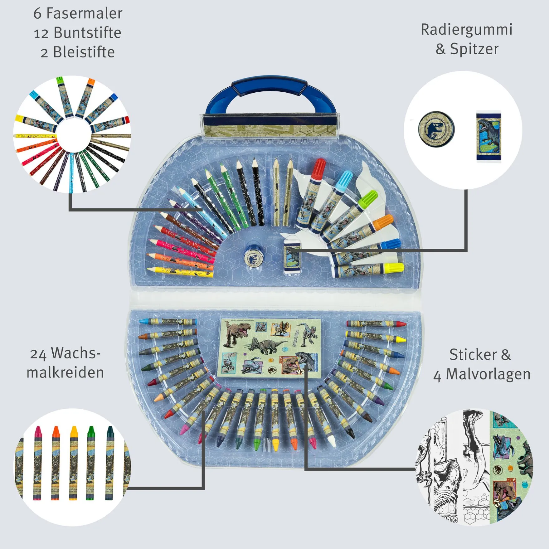 Jurassic World Kleurkoffer 51-delig