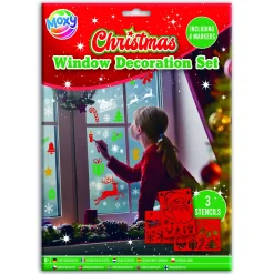 Kerst raam stickerset 3 x A4 met stift