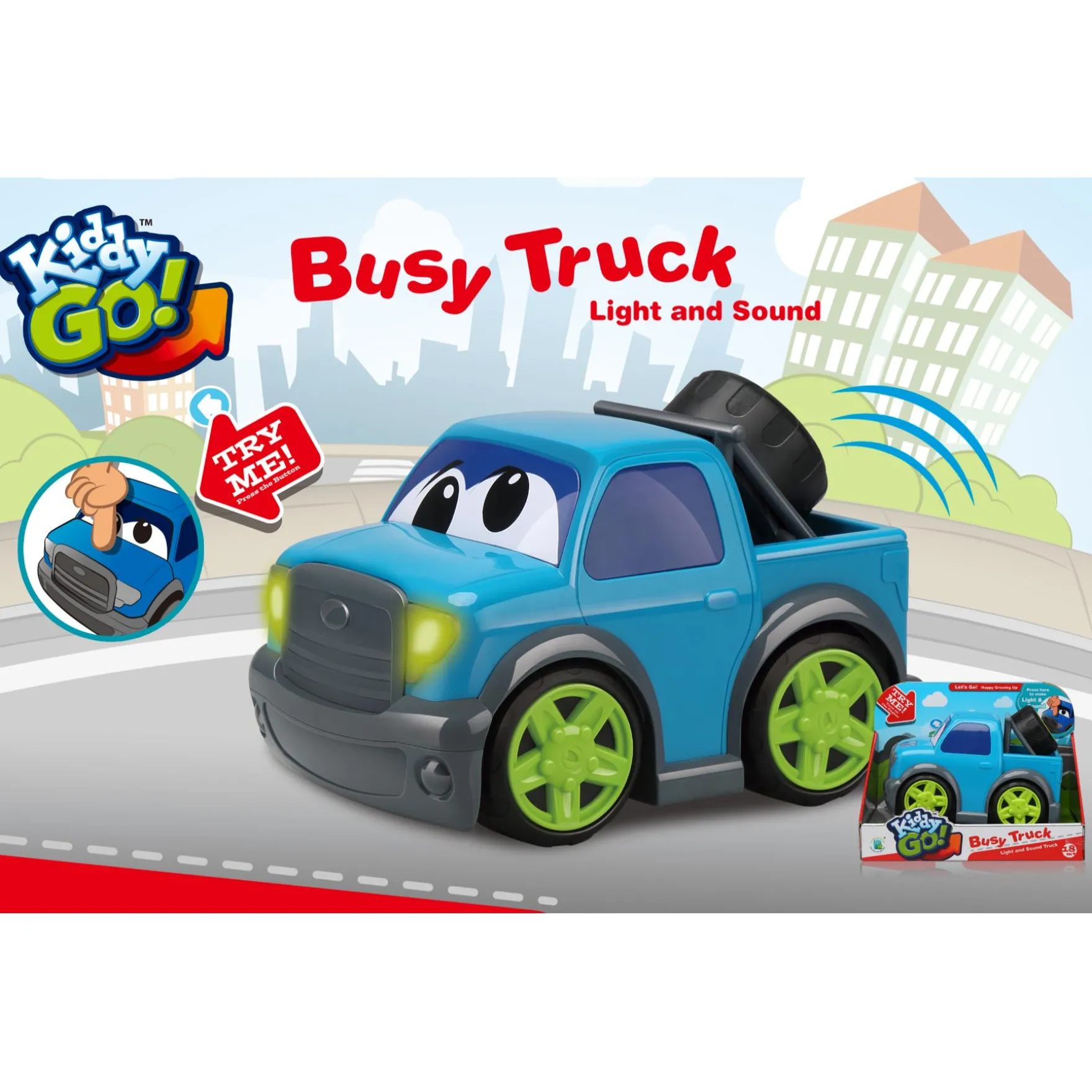 KiddyGo auto pick up truck 19 cm met licht en geluid blauw