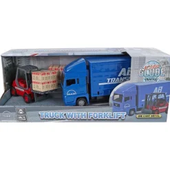 Kids Globe Man Vrachtwagen 17cm met vorkheftruck 10 cm