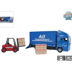 Kids Globe Man Vrachtwagen 17cm met vorkheftruck  10 cm