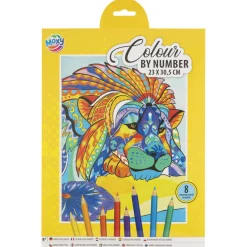 Kleuren op nummer 23x30,5cm 8 potloden 3 assorti