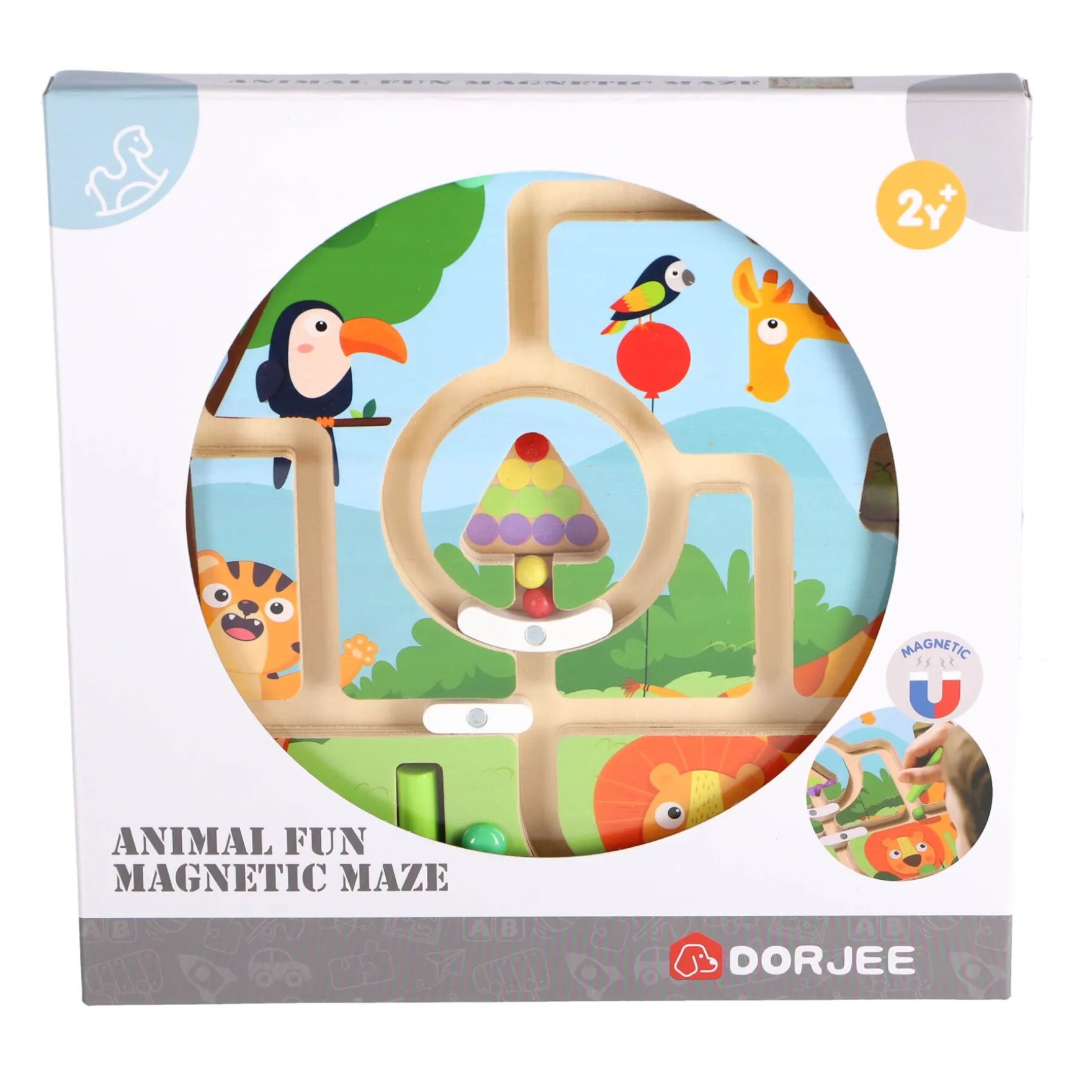 Labyrinth spel hout dieren 22 x 22 cm