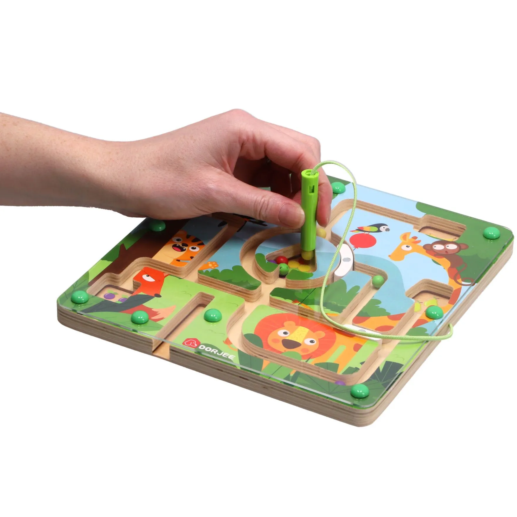 Labyrinth spel hout dieren 22 x 22 cm