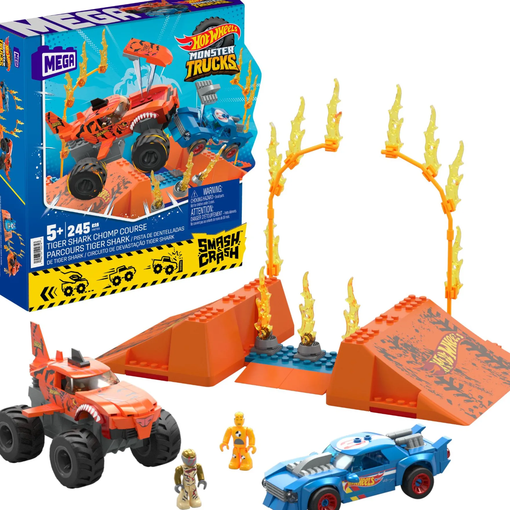 Mega Hot Wheels Monster Trucks Tiger Shark Chomp Course