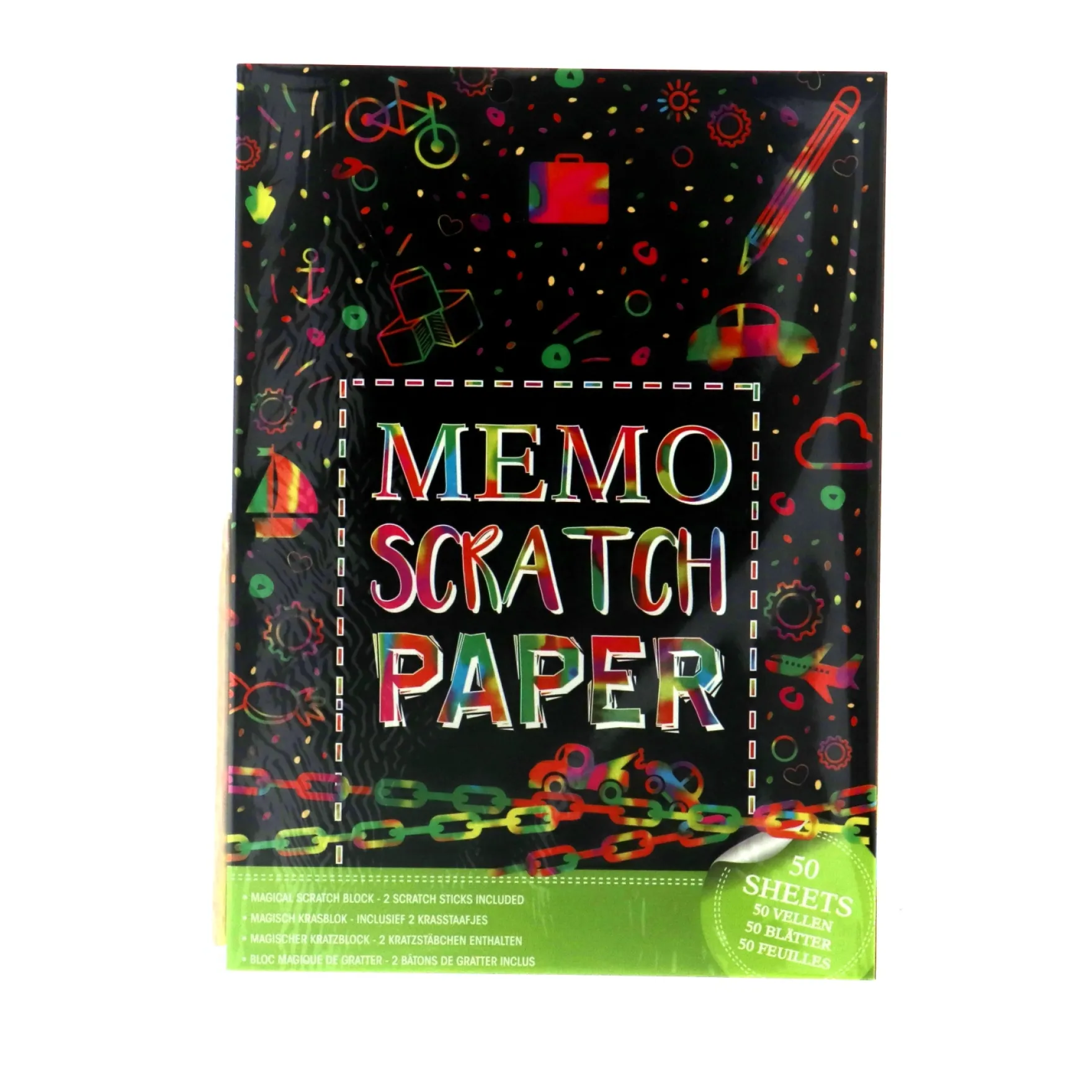 Memo Papier Scratch A4 50 Vel+2 Pennen