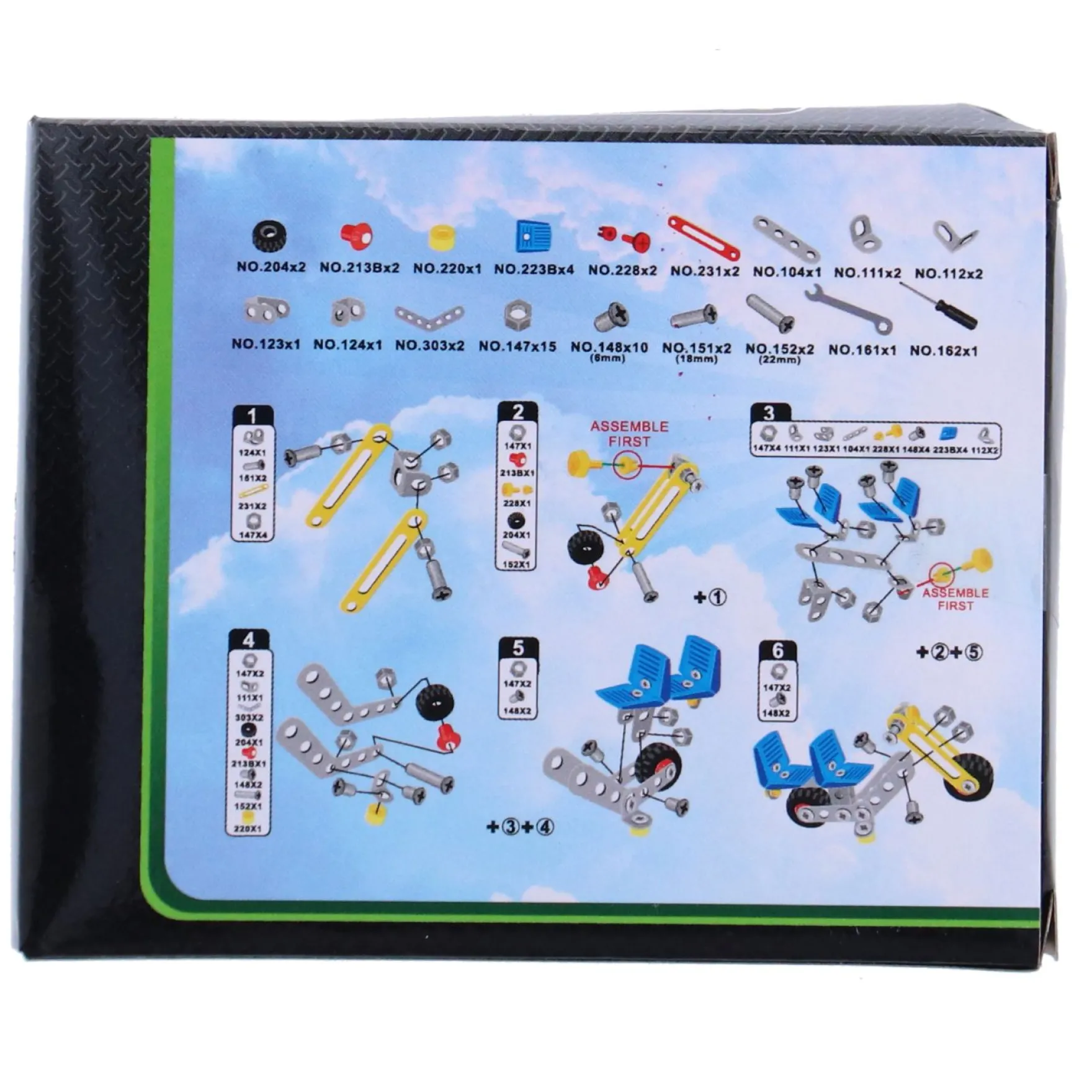 Metal 3D set contructie voertuig 3 assorti