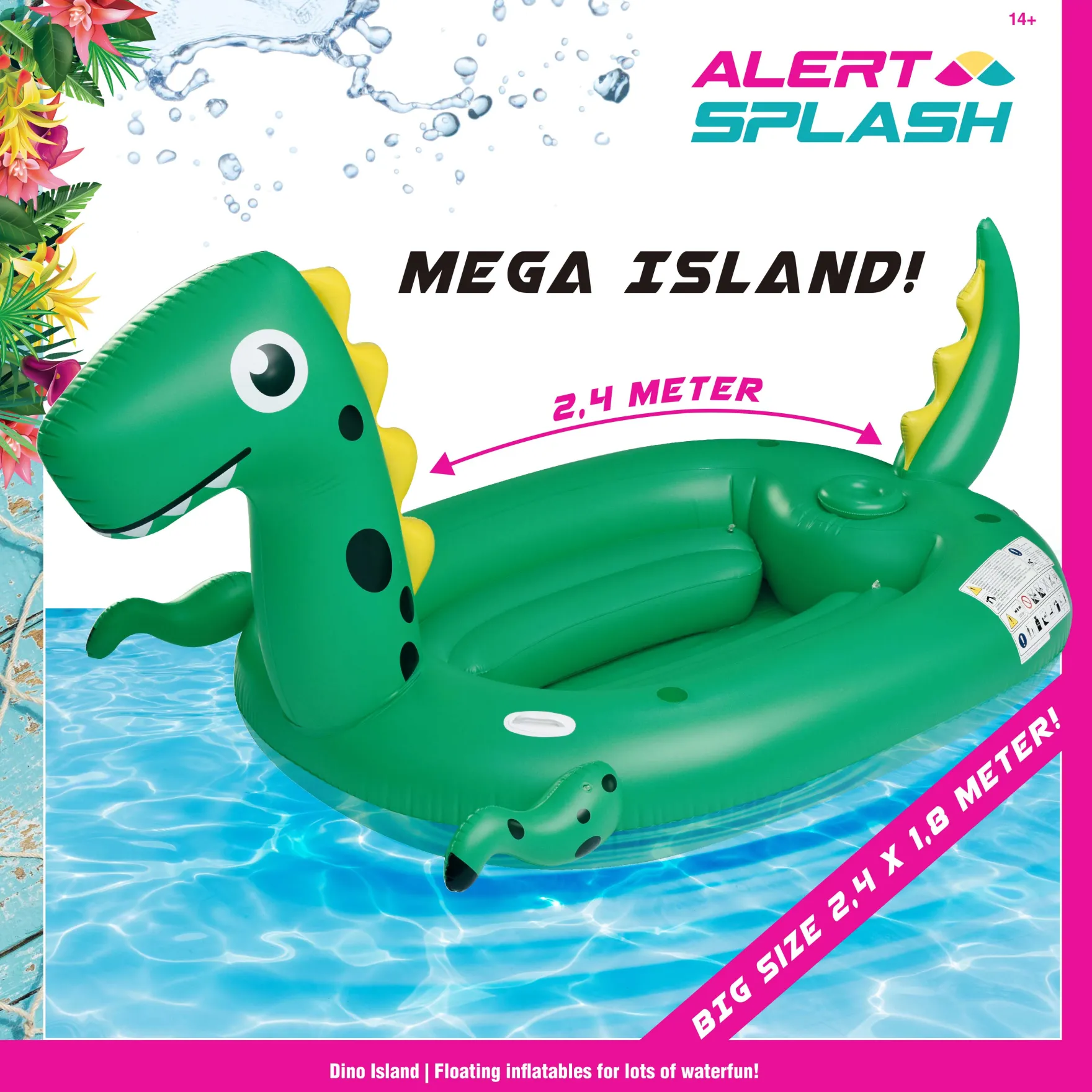 Opblaaseiland Small Dino 240X180 Cm