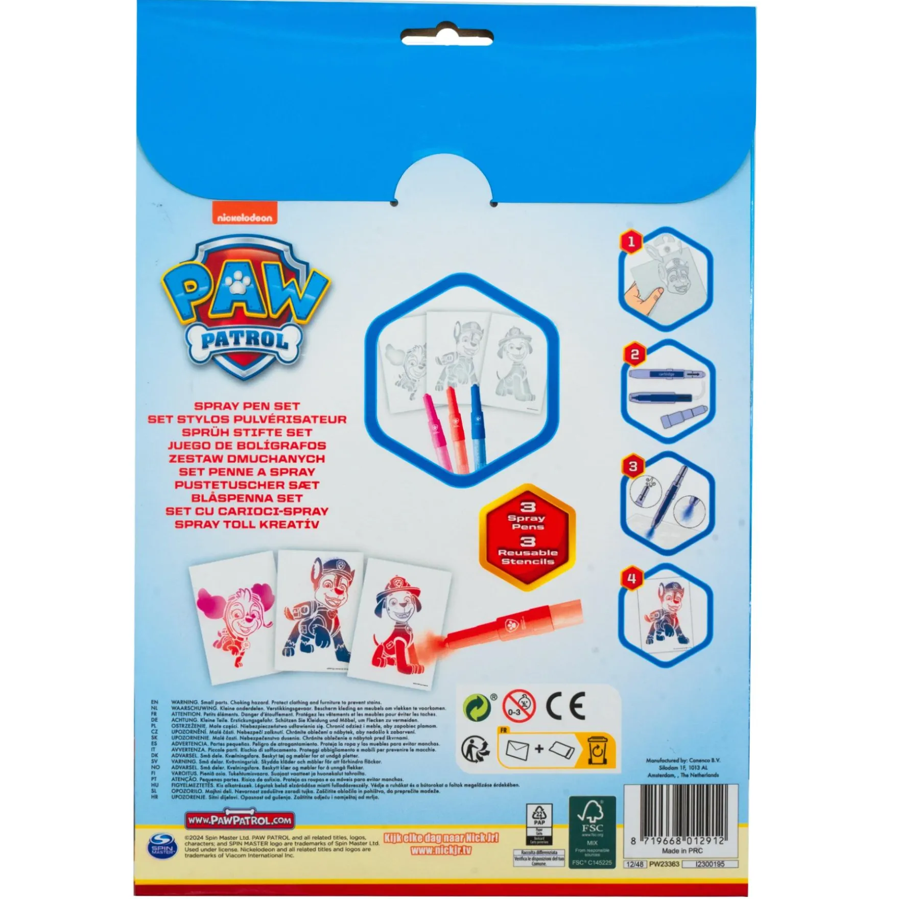 Paw Patrol Spray Pen Set In A4 Enveloppe
