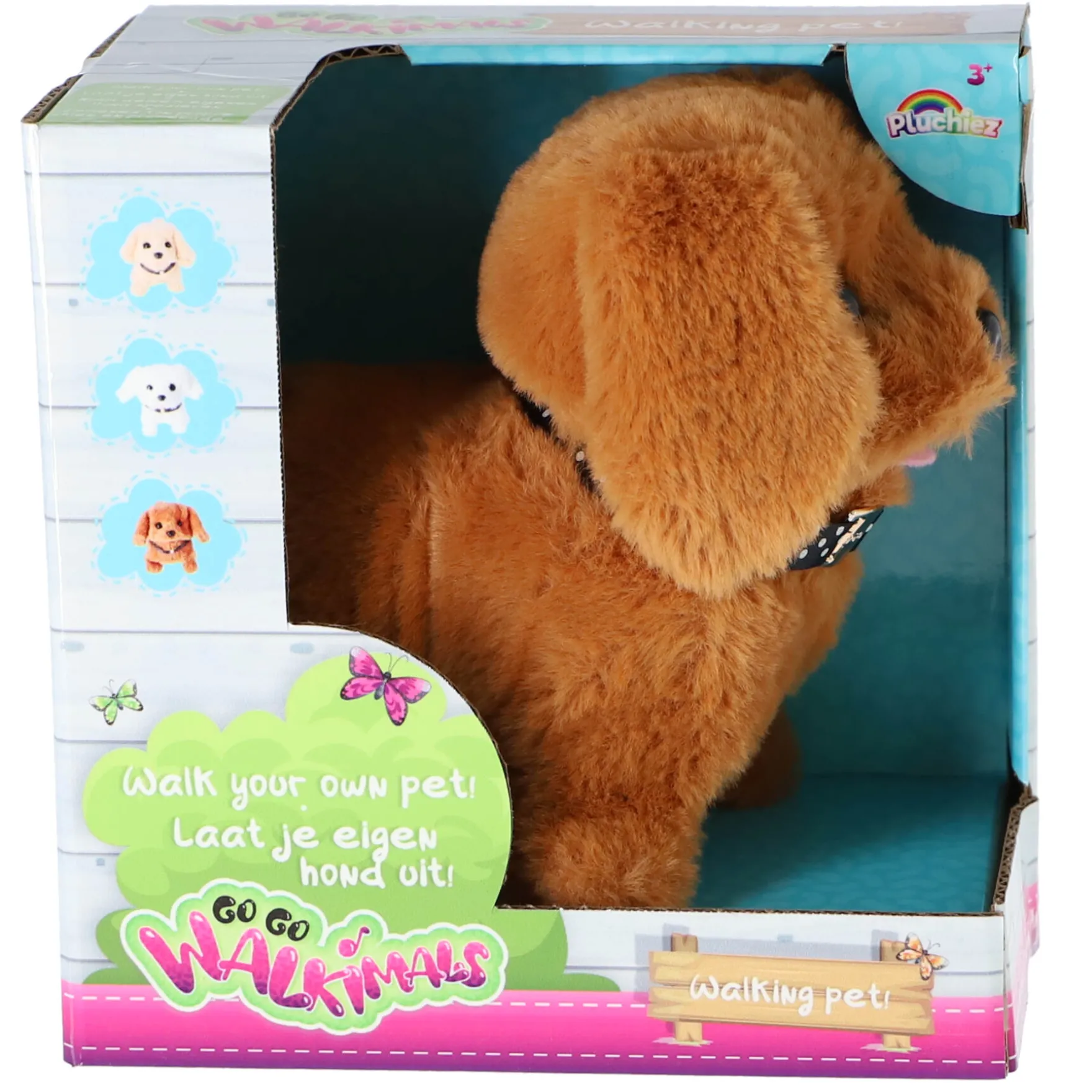 Pluchiez pluche hondje loop en blaf hondje assorti