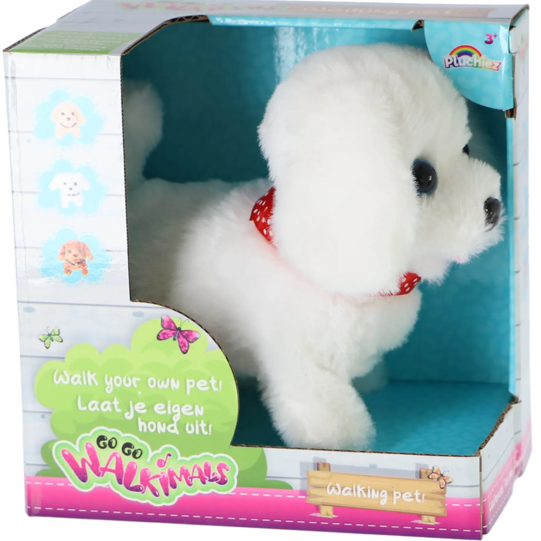 Pluchiez pluche hondje loop en blaf hondje assorti