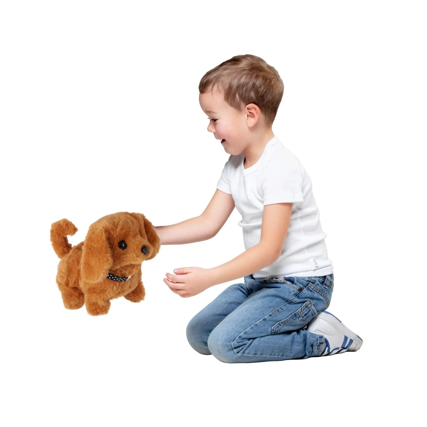 Pluchiez pluche hondje loop en blaf hondje assorti