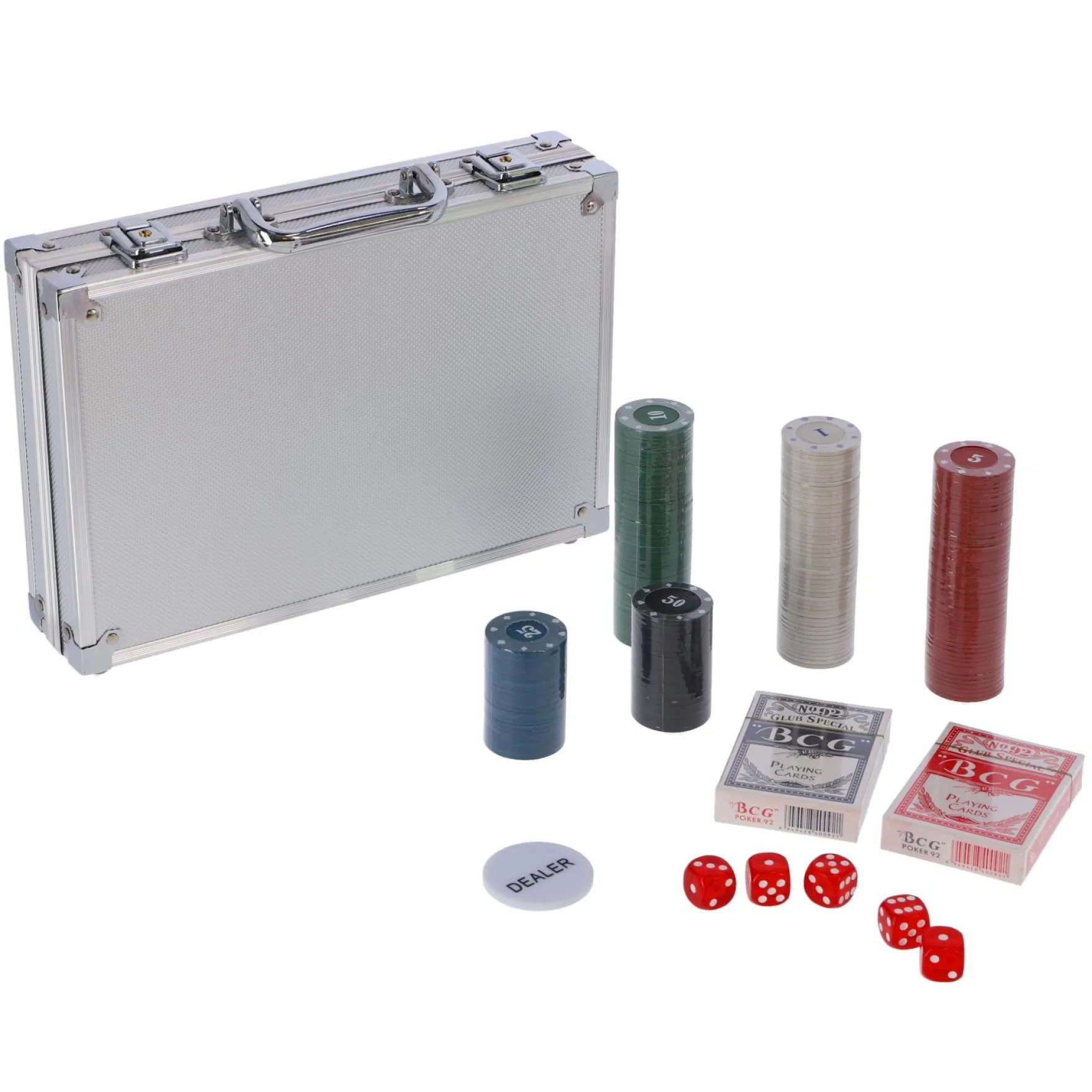 Pokerset in koffer 200 delig met 2 decks speelkaarten en fiches
