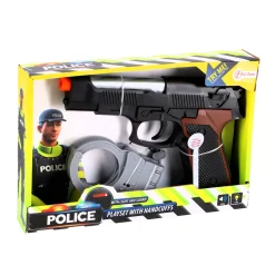 Politieset handboeien en pistool met licht en  geluid