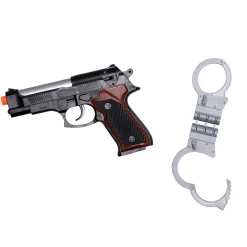 Politieset handboeien en pistool met licht en  geluid