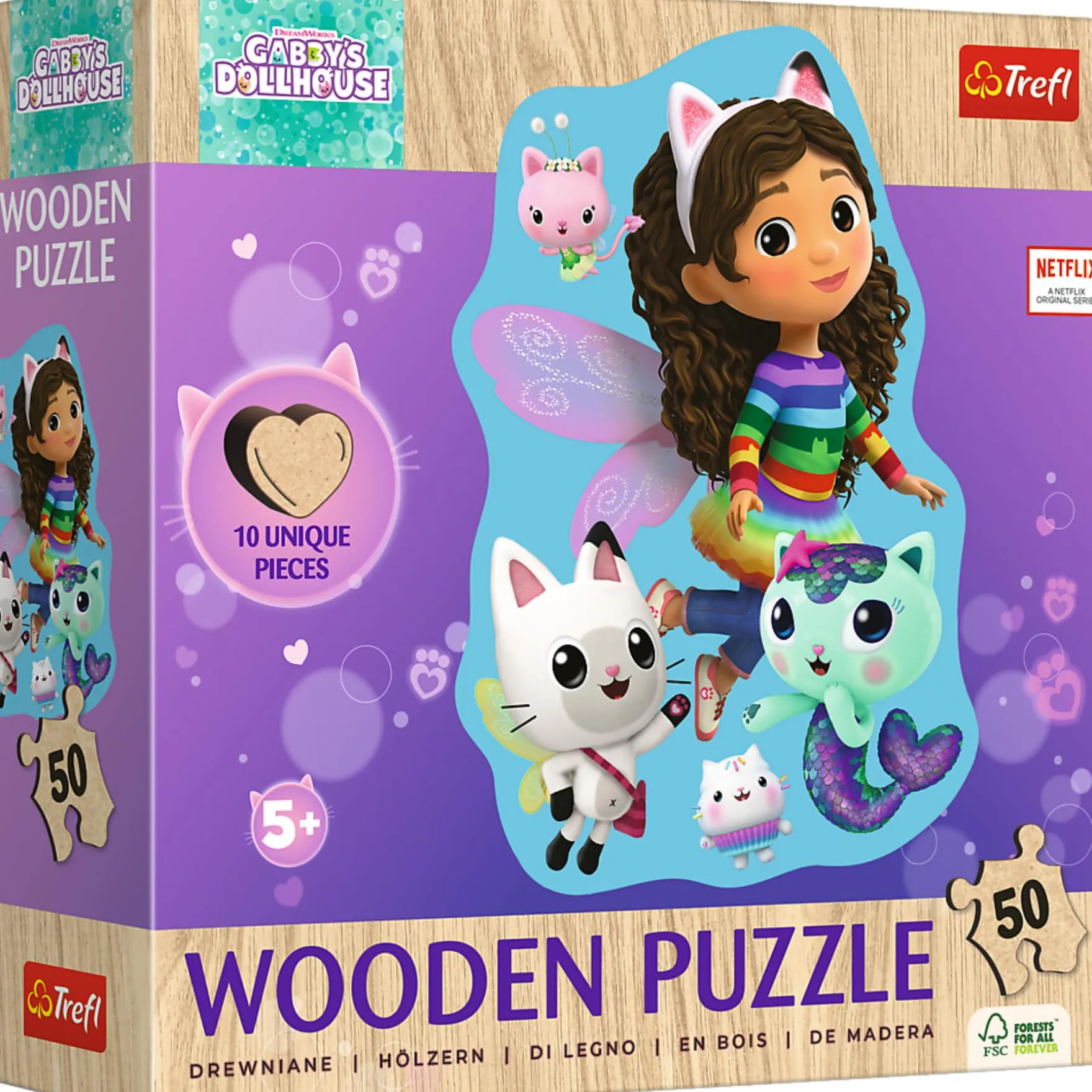 Puzzel Gabby's Dollhouse hout figuur 50 stukjes luxe