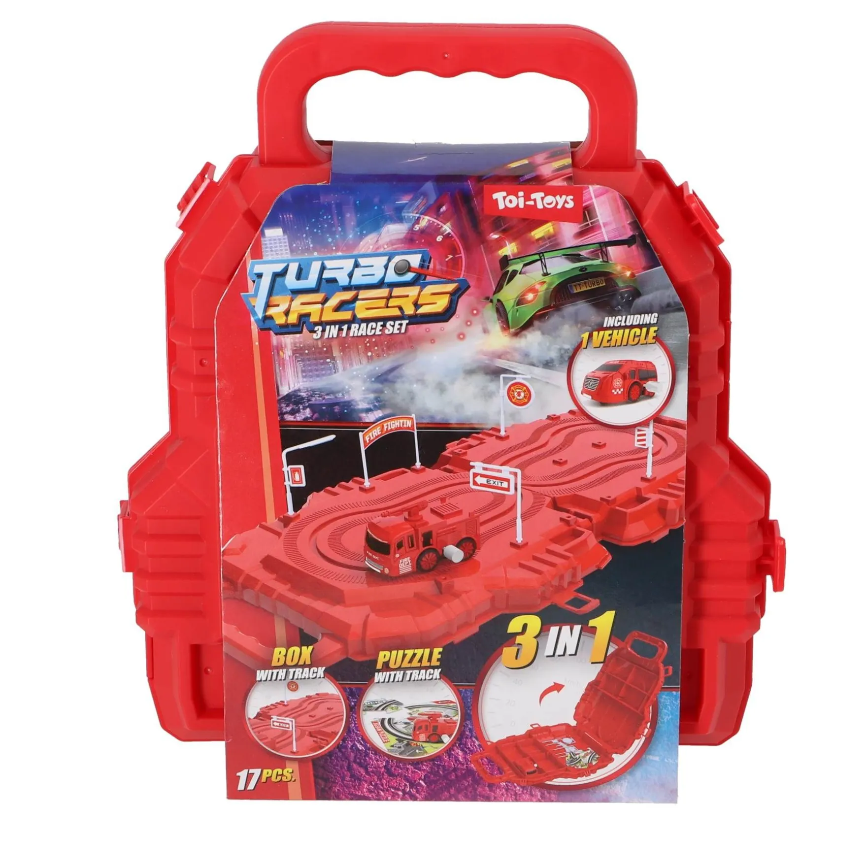 Raceset auto met baan en accessoires in koffer 2 assorti