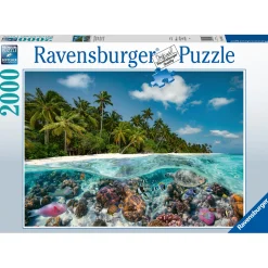 Ravensburger puzzel "Een duik op de Maledieven" stukjes