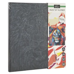 Schilderen op Nummer Luxe Zwart Canvas Leeuw 30x30