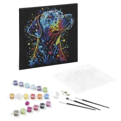 Schilderen op Nummer Luxe Zwart Canvas Hond 30x30