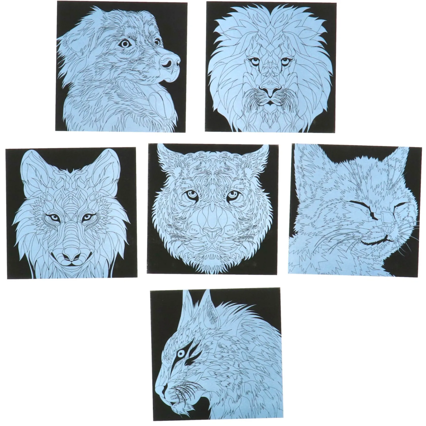 Scratch art met kleuren 7 delig 2 assorti