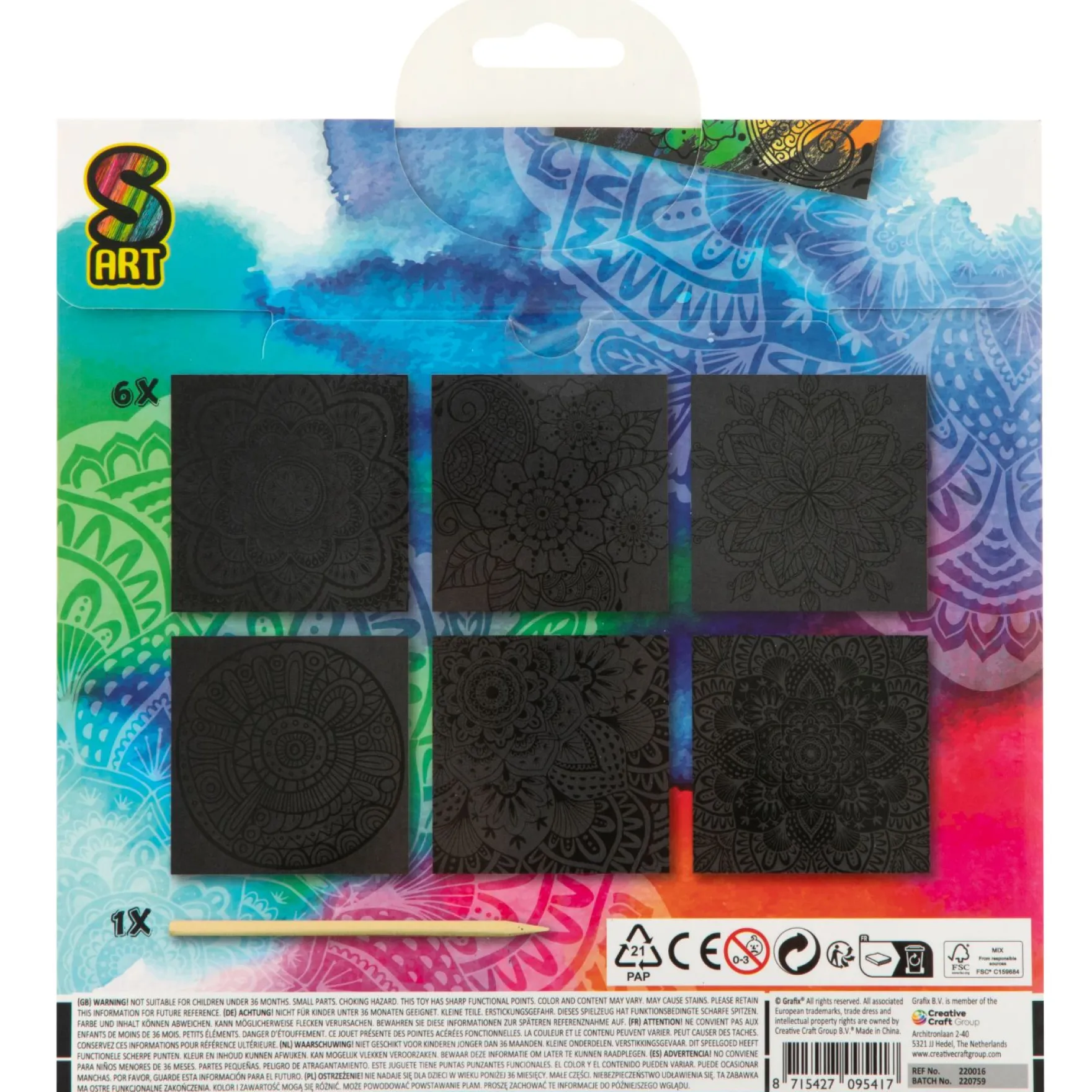Scratch art met kleuren 7 delig 2 assorti